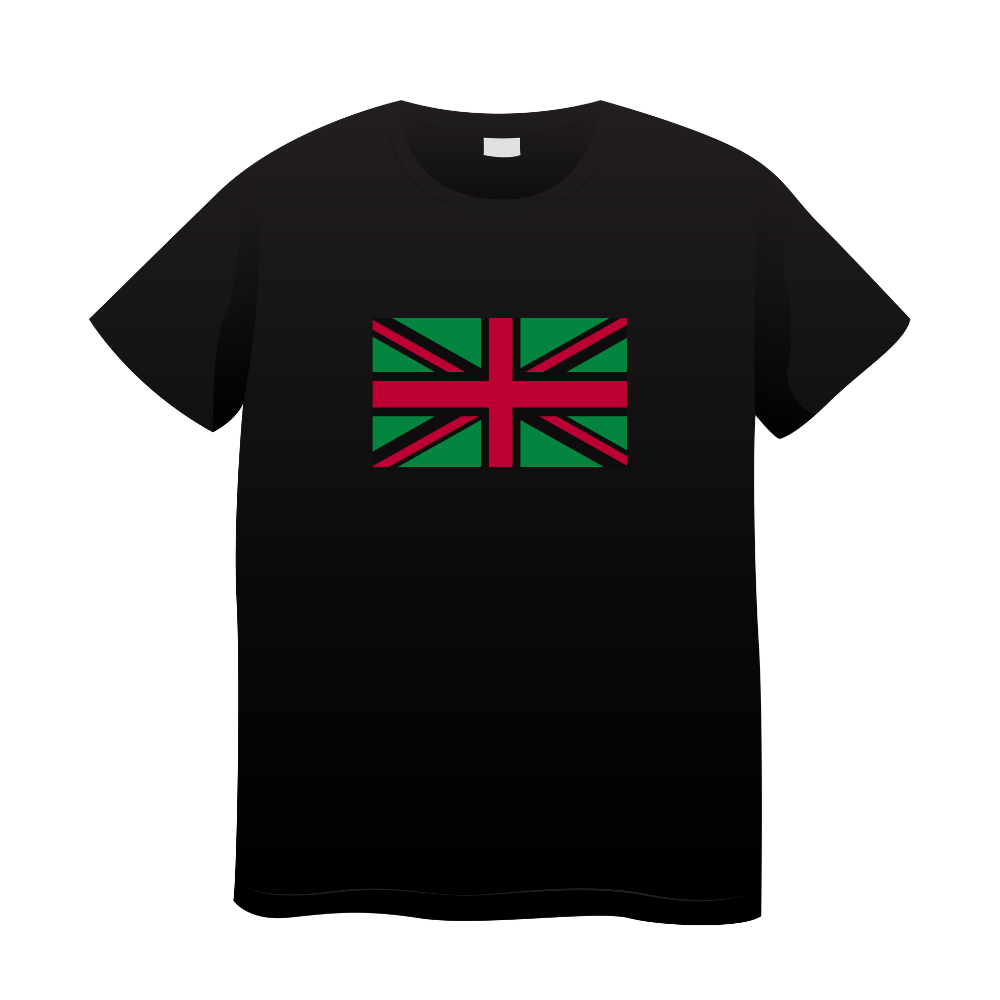 Pan African Union Jack T-Shirt (Black, Red and Green) Unisex
