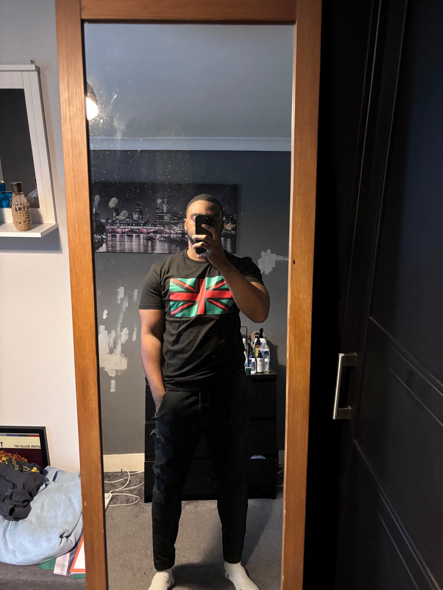 Pan African Union Jack T-Shirt (Black, Red and Green) Unisex